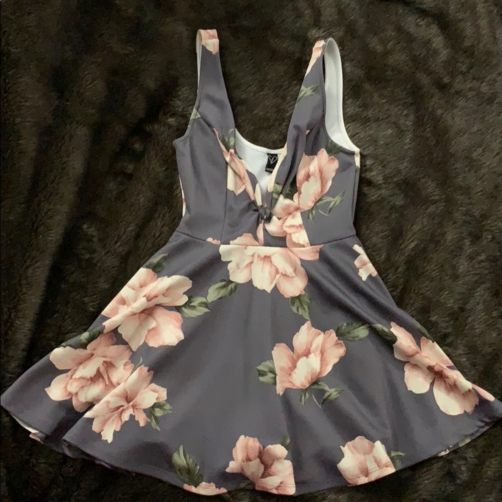 Floral gray and pink romper